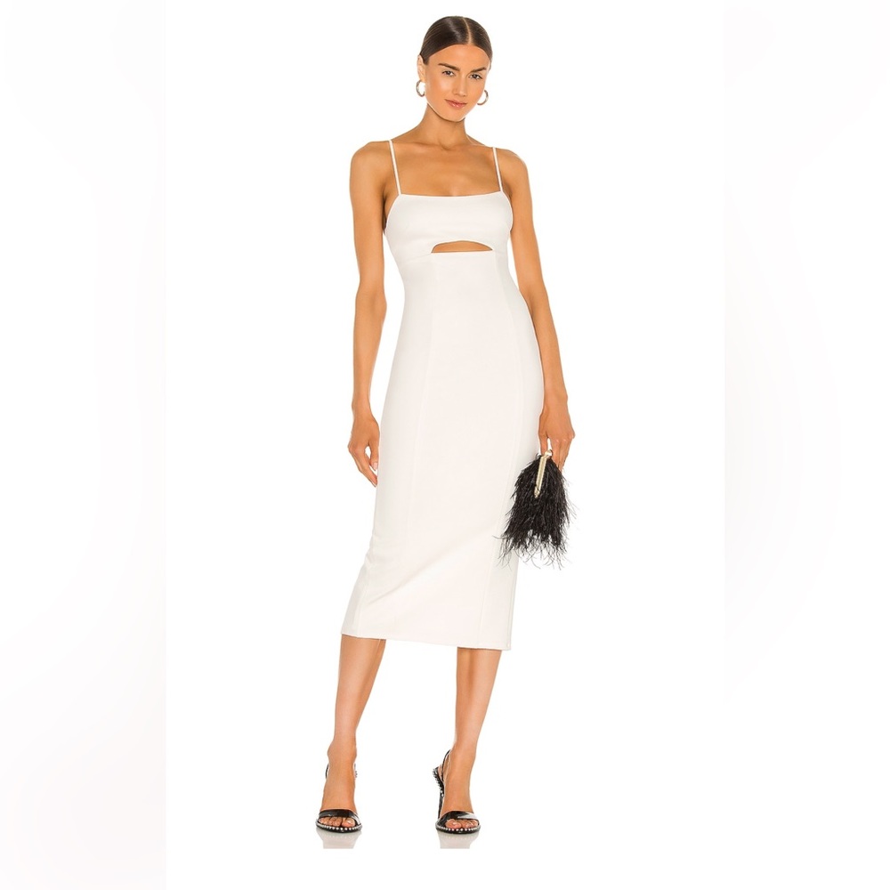h:ours Enzo White Midi Dress Small